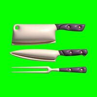 3D Kitchen Set Elements Assets with Greenscreen Background photo