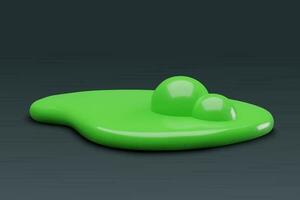 Green slime puddle with bubbles. Minimal realistic plastic three dimensional. Halloween icon. Spilled goo blob mucus. vector