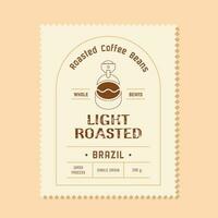 ligero asado café etiqueta con tostador máquina icono vector