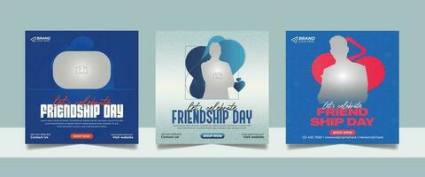 Social media post banner friendship day celebration square flyer wishes design template vector