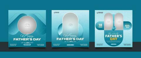 Fathers day sale promotion social media post template with love or heart banner. vector