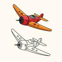 Plane vector illustration with outline.