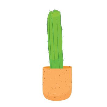 espinoso cactus en un cerámico maceta. un Desierto flor. un plantas de interior vector valores ilustración. aislado en un blanco antecedentes.