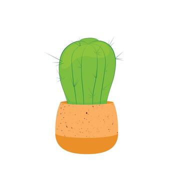 espinoso cactus en un cerámico maceta. un Desierto flor. un plantas de interior vector valores ilustración. aislado en un blanco antecedentes.