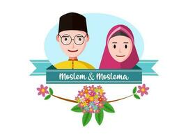 illustration of a pair of Muslim characters vector