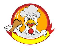 Illustration of a chicken wearing a chef's hat vector