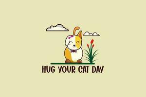 background for hugging your cat day vector