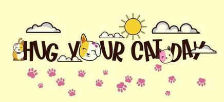 background for hugging your cat day vector