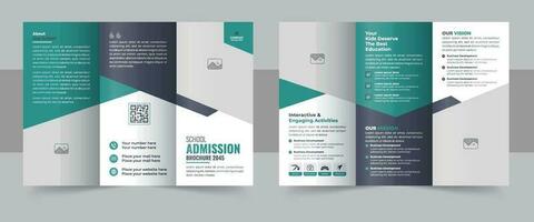 Kids back to school education admission trifold brochure template or kids academy brochure vector