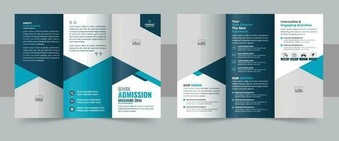 Kids school admission trifold brochure template, school trifold brochure design, back to school admission trifold brochure design template or Corporate trifold brochure layout vector