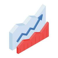 un isométrica icono de crecimiento análisis vector