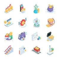 Trendy Pack of Money Fluctuations Isometric Icons vector