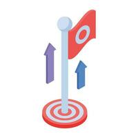 práctico isométrica icono de crecimiento objetivo vector