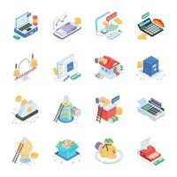 Set of Investment Isometric Icons vector