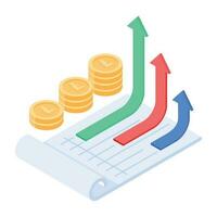 An isometric icon of growth analysis vector