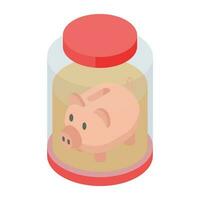 Handy isometric icon of piggy bank vector