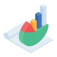 An isometric icon of growth analysis vector