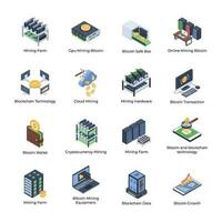 Pack of Bitcoin Isometric Icons vector