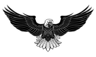 Black and white powerful eagle spread the wings vector