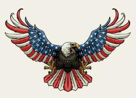 Bald Eagle Spread The Wing With American Color vector