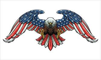 Bald Eagle with American Flag Color vector