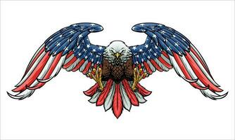 Bald Eagle with American Flag Color vector