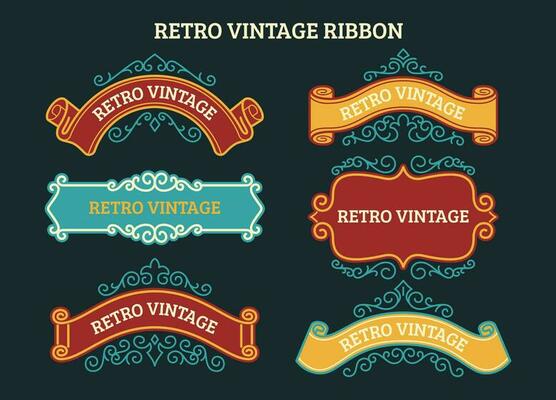 Set of Retro Vintage Ribbon Vector Design