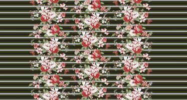 Black and white lines pattern and flowers on it. vector