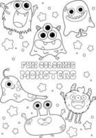 coloring page flat cute design vector fun monsters