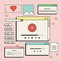 flat design vector retro windows tab illustration collection