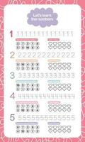 flat cute design vector colorful learning number tracing number counting collection