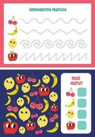 flat cute design vector colorful learning number tracing number counting collection