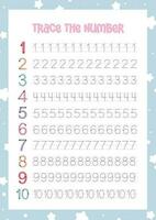 flat cute design vector colorful learning number tracing number counting collection