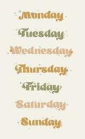 flat colorful days of the week lettering design vector