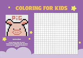 flat design vector pixel coloring for kids worksheet page printable