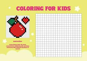 flat design vector pixel coloring for kids worksheet page printable