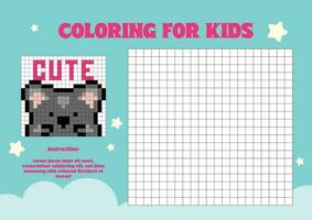 flat design vector pixel coloring for kids worksheet page printable