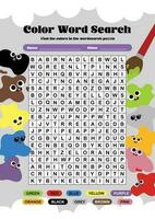 flat design vector word search english learning for kids worksheet book page printable