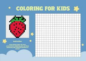 flat design vector pixel coloring for kids worksheet page printable