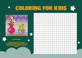 plano diseño vector niños linda píxel colorante página hoja de cálculo imprimible
