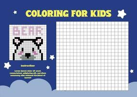 plano diseño vector niños linda píxel colorante página hoja de cálculo imprimible