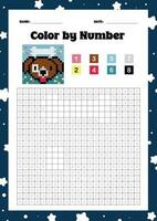 flat design vector animal color by number coloring printable for kids activity