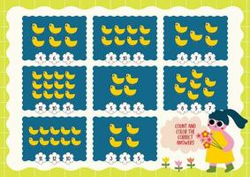 flat design vector cute farm counting printable for kids activity