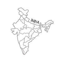 mano dibujado garabatear mapa de India vector