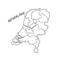 Hand Drawn Doodle Map Of Netherland. Vector Illustration