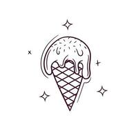 Hand Drawn Melted Ice Cream. Doodle Vector Sketch Illustration