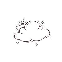 Hand Drawn Sunny Cloud. Doodle Vector Sketch Illustration