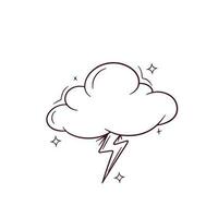 Hand Drawn Cloud With Lightning. Doodle Vector Sketch Illustration