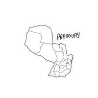 mano dibujado garabatear mapa de paraguay vector ilustración