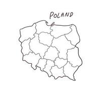 mano dibujado garabatear mapa de Polonia. vector ilustración